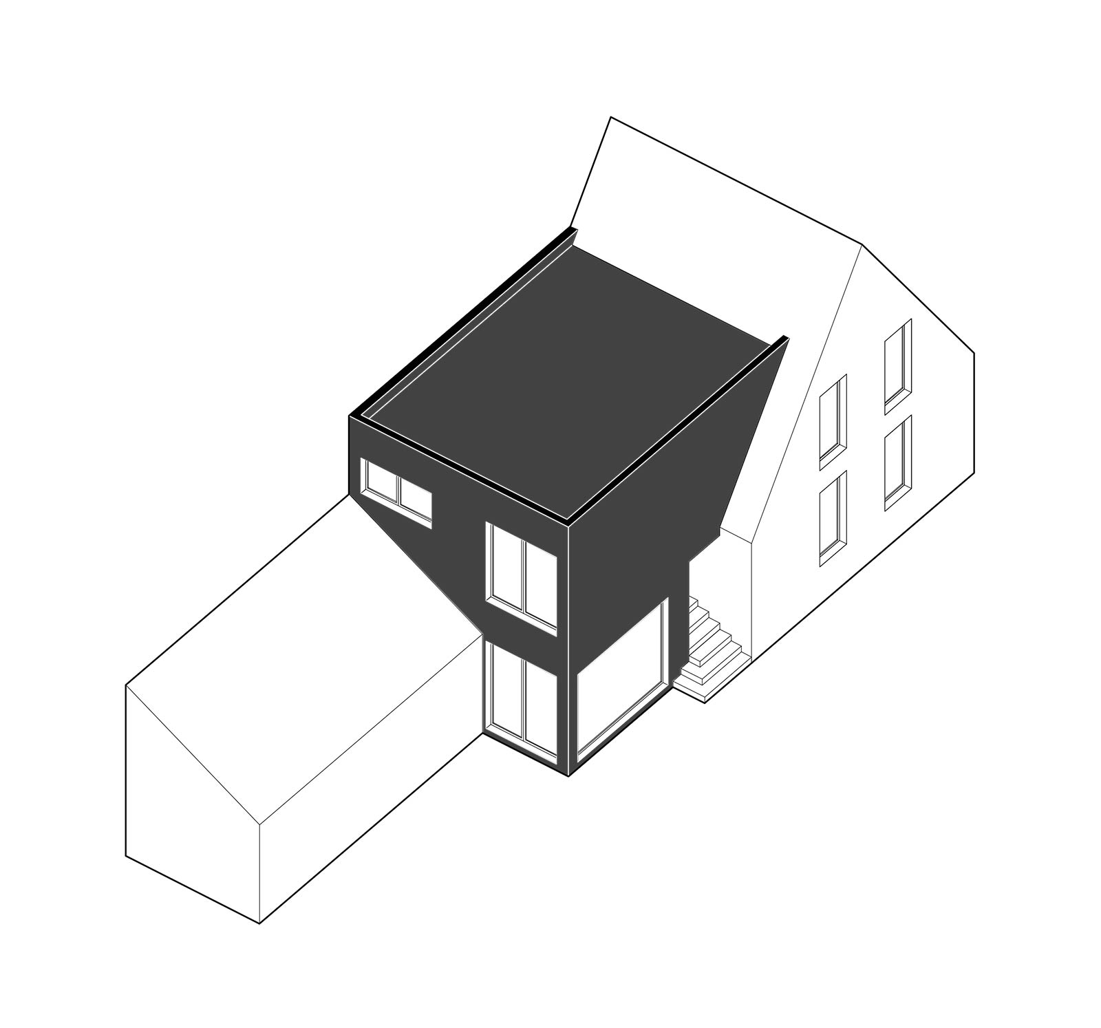 Hewitt-Architektur, Dominic Hewitt - Architekt, Anbau - Lückenfüller Axo