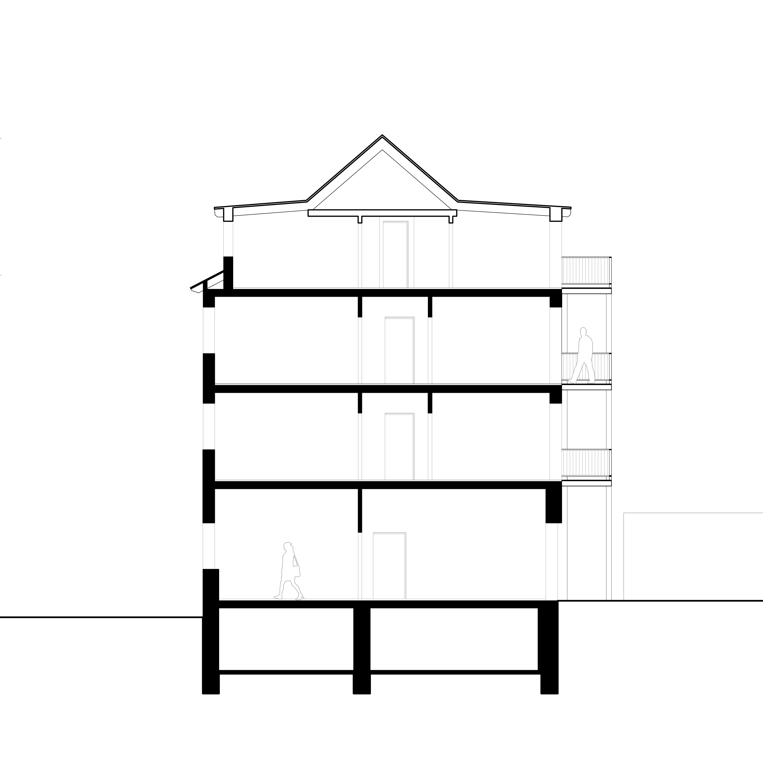 Hewitt-Architektur, Dominic Hewitt - Architekt, Mehrfamilienhaus Darmstadt Schnitt
